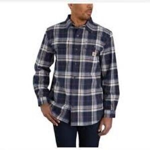 Carhartt Loose Fit Heavyweight Blue Plaid Cotton Flannel Size Men’s 2XL Tall